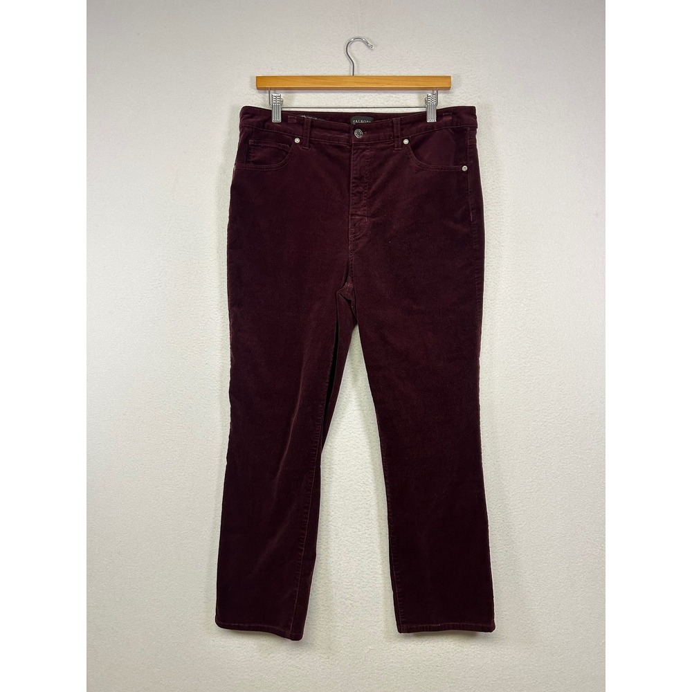 Dark Academia Talbots Womens 12 Burgundy Corduroy Straight Leg‎ Pants Stretch
